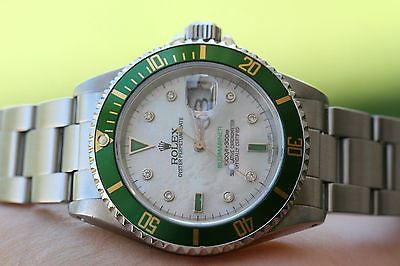 Rolex Two Tone Date Submariner with Green Dial Green Bezel