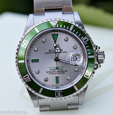 Rolex Submariner Date 16610 Oyster Date Ss Green Bezel Men's Watch