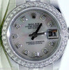 ROLEX LADIES DATEJUST 179160 STEEL WATCH WITH MOP DIAMOND DIAL AND BEZEL JUBILEE