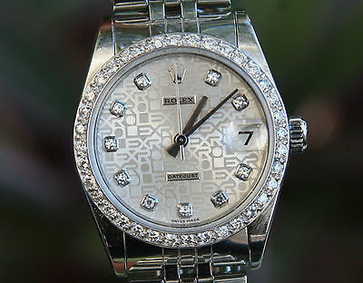 ROLEX MIDSIZE MENS LADIES STAINLESS STEEL DATEJUST JUBILEE DIAMONDS DIAL BEZEL