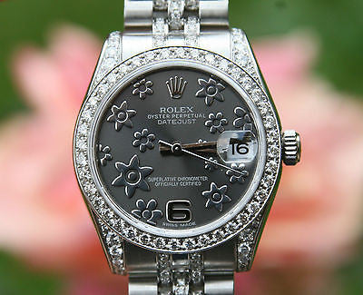 ROLEX MIDSIZE 31 mm 178240 DATEJUST DIAMOND DIAL 4 18K WHITE GOLD 178384 UNWORN