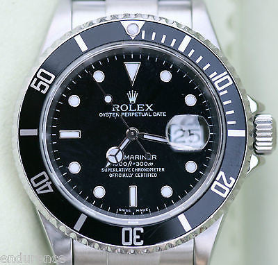 ROLEX SUBMARINER 16610 STAINLESS STEEL MENS WATCH  BLACK ON BLACK NICE