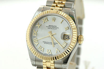 Rolex Midsize Datejust 31mm 178273 18K YG & STEEL FACTORY ROMAN MOTHER Pearl