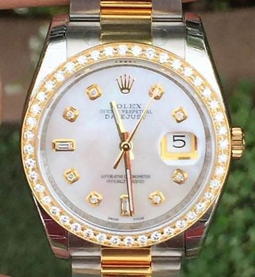 ROLEX MENS 36mm DATEJUST 116203 DIAMOND DIAL BEZEL STEEL 18K NEW UNWORN