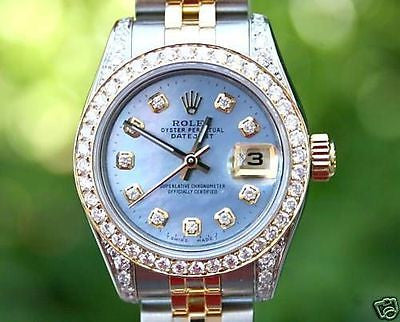 ROLEX LADIES 2TONE DATEJUST CAROLINA BLUE DIAMOND