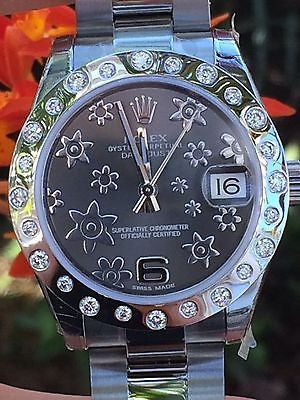 ROLEX LADIES MIDSIZE 31mm DATEJUST FLORAL 178240 RANDOM Scattered Diamond Bezel