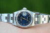 ROLEX LADIES DATEJUST 26mm STAINLESS STEEL 18K WHITE GOLD BEZEL 79174 BLUE ROMAN