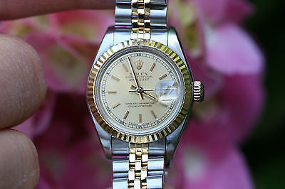 ROLEX Ladies 69163 Datejust 26mm 2 Tone 18K Gold & Steel Nice Used Pre Owned