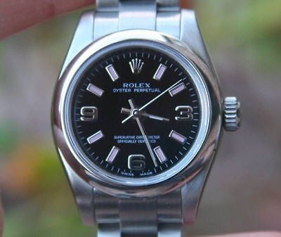 ROLEX LADIES NO DATE BLACK PINK BAR MN 176200