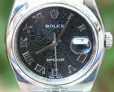 ROLEX MENS LADIES 36mm STAINLESS STEEL DATEJUST BLACK JUBILEE 116200