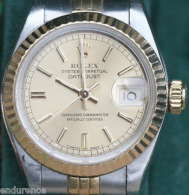 ROLEX LADIES DATEJUST QUICKSET TWO TONE GOLD STEEL 26mm MODEL 69173