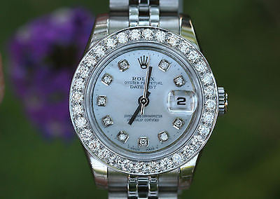 ROLEX LADIES STAINLESS STEEL DATEJUST 26mm OVERSIZE DIAMOND BEZEL 179160 UNWORN