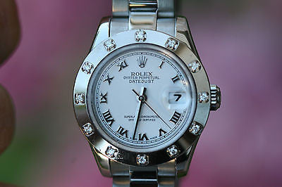 ROLEX LADIES STAINLESS STEEL DATEJUST 179174 12 DIAMOND BEZEL 26mm