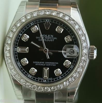 ROLEX DATEJUST MIDSIZE MENS LADIES 178240 DIAMONDS UNWORN BLACK DIAL BRAND NEW