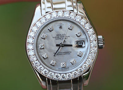 ROLEX MASTERPIECE 18K WHITE GOLD 80299 PRESIDENT 80319 29mm DIAMOND DIAL BEZEL