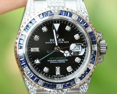 ROLEX GMT MASTER II 116710 5cts. DIAMOND LUGS BEZEL 4 18k WHITE GOLD 116759 NEW