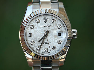 ROLEX LADIES 26mm DATEJUST STAINLESS STEEL FACTORY JUBILEE DIAMOND SILVER 179174