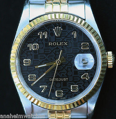 ROLEX DATEJUST TWO TONE 18K GOLD STAINLESS STEEL 36mm MODEL 16233 WATCH