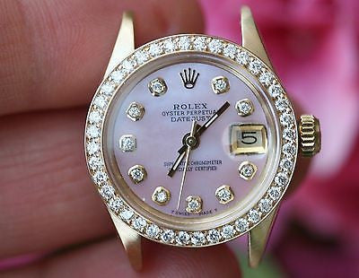 ROLEX LADIES 18K YELLOW GOLD PRESIDENT HEAD PINK DIAMOND BEZEL 18K 6901