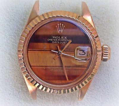 ROLEX LADIES 6917 PRESIDENT HEAD 18k YELLOW GOLD 26mm FACTORY RARE TIGER EYE DIA