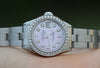 ROLEX LADIES 26mm DATEJUST STEEL PINK MOTHER OF PEARL DIAMOND DIAL BEZEL MN 6919