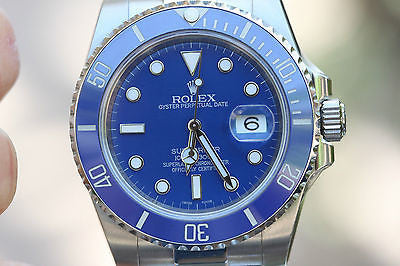 ROLEX SUBMARINER 116610 STAINLESS BLUE CERAMIC BEZEL FOR 18K WHITE GOLD 116619