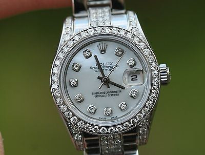 ROLEX LADIES STAINLESS STEEL DIAMONDS BAND DIAMOND BEZEL DIAL LUGS UNWORN