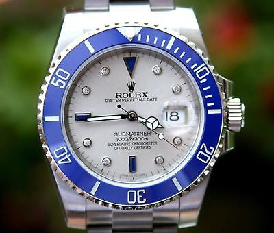 ROLEX SUBMARINER DIAMOND SAPPHIRE DYL STEEL 116610 BLUE CERAMIC BEZEL FOR 116619