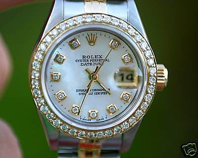 ROLEX LADIES 2TONE DATEJUST 18K DIAMOND BEZEL MOP DIAL